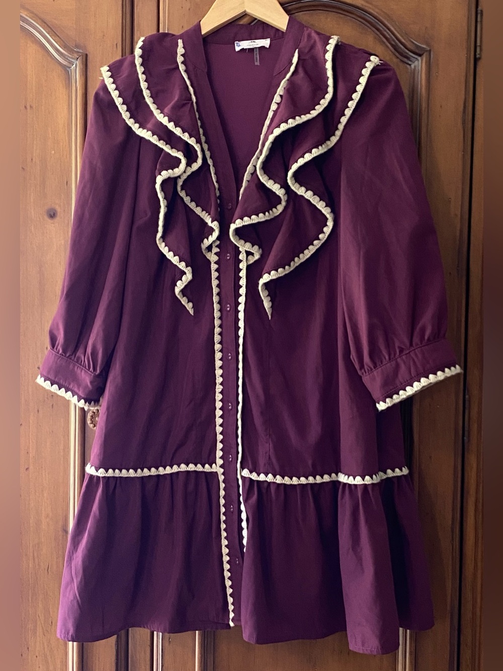 Entro Contrast Stitch Dramatic Ruffle Dress Womens Large